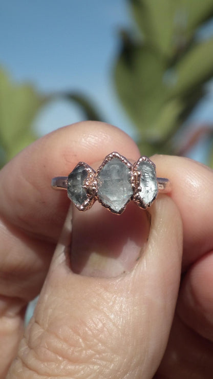 Herkimer diamond ring / herkimer ring / Electroformed Copper