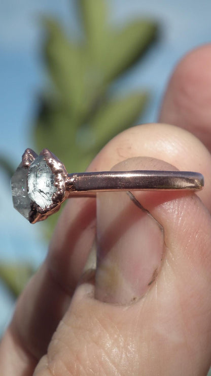 Herkimer diamond ring / herkimer ring / Electroformed Copper