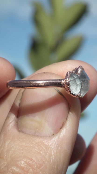 Herkimer diamond ring / herkimer ring / Electroformed Copper