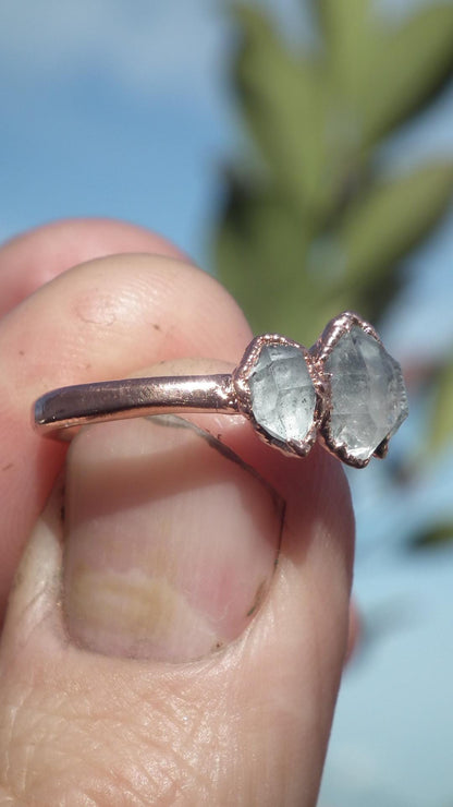 Herkimer diamond ring / herkimer ring / Electroformed Copper