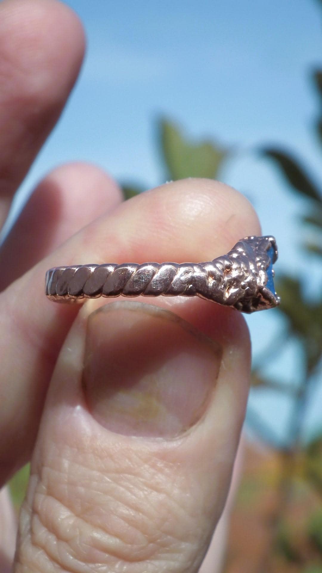 Electroformed Copper rough Lapis Lazuli ring