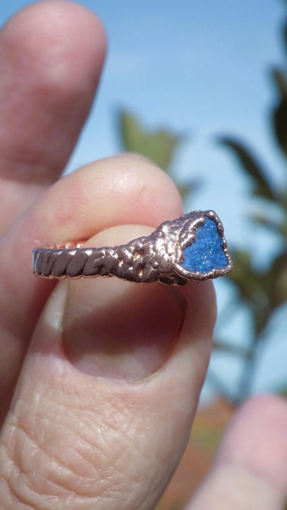 Electroformed Copper rough Lapis Lazuli ring