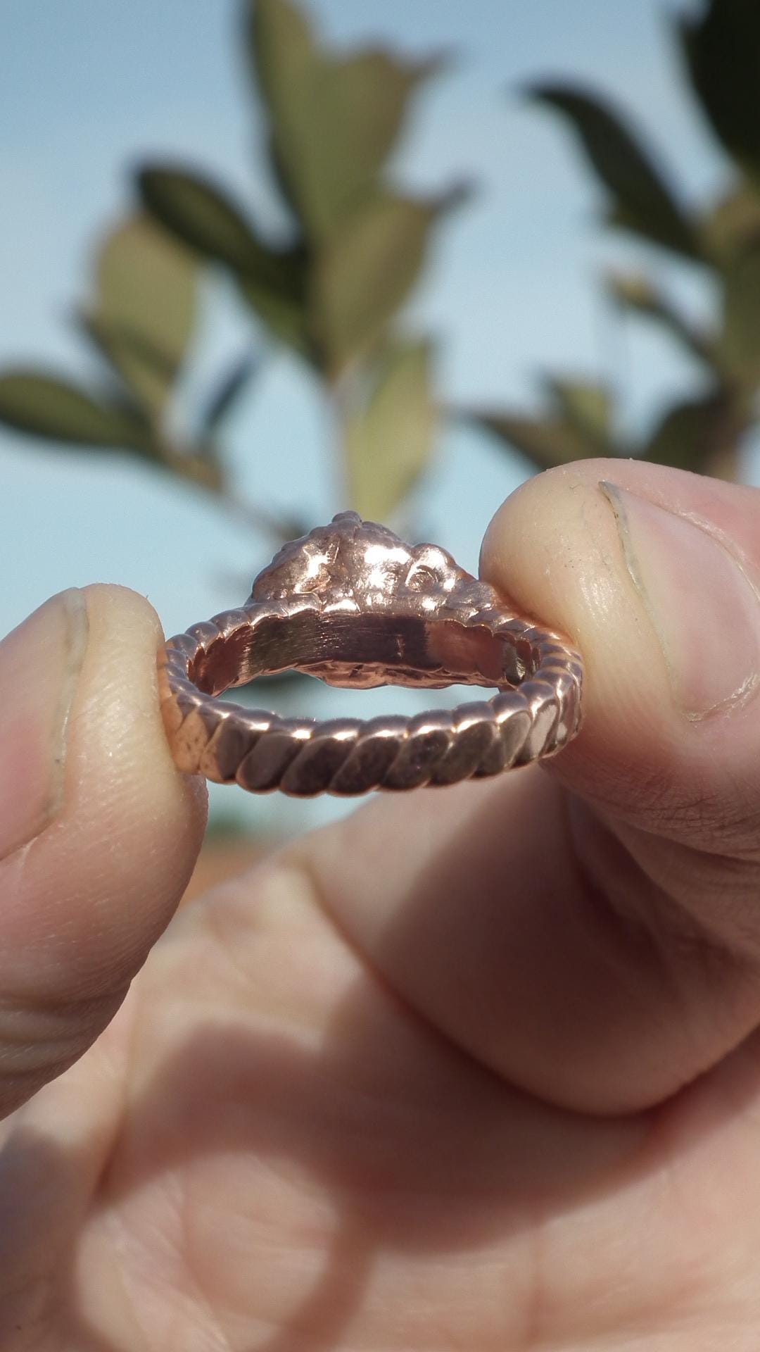 Electroformed Copper rough Lapis Lazuli ring