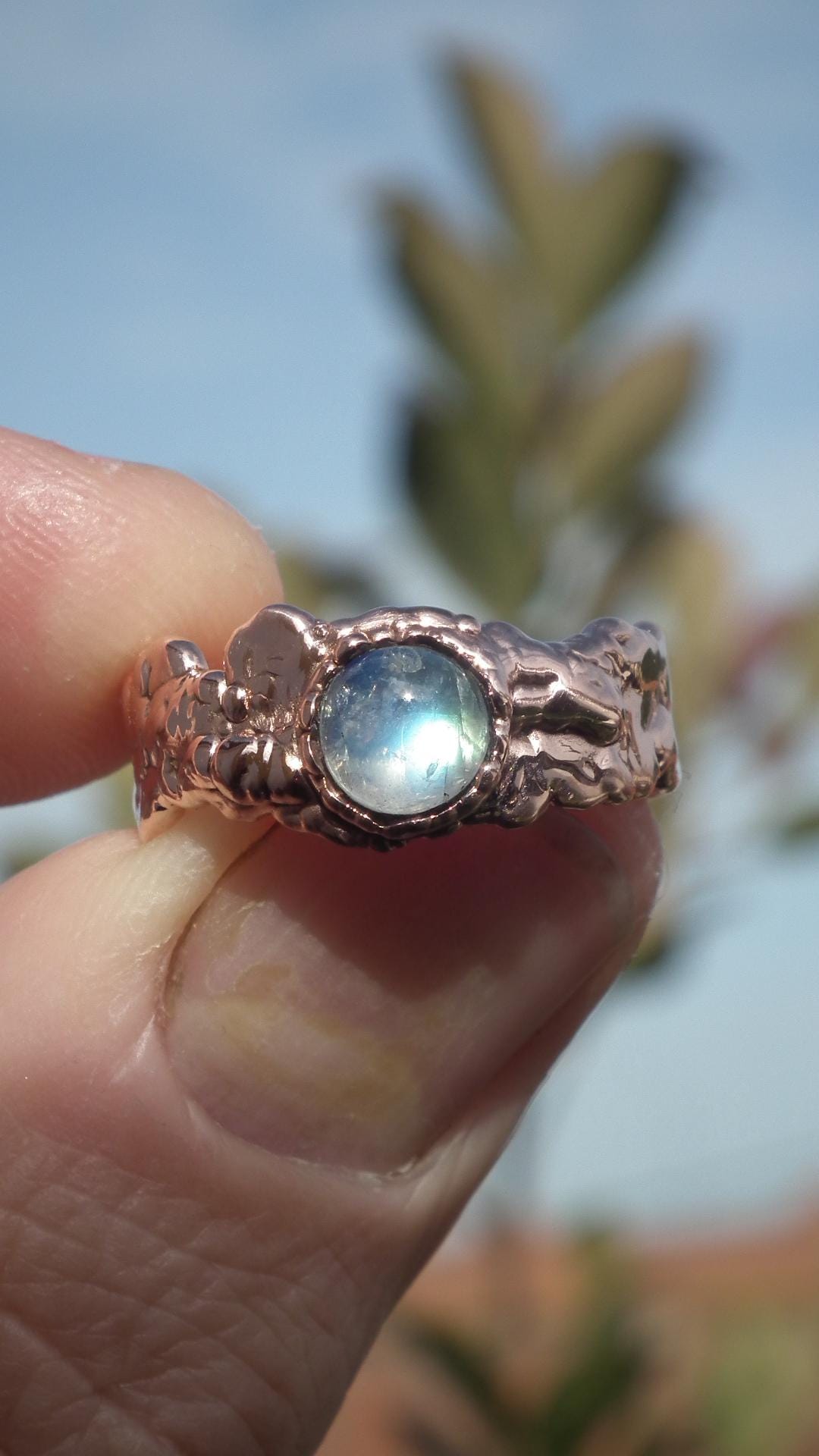 Moonstone ring // Electroformed copper