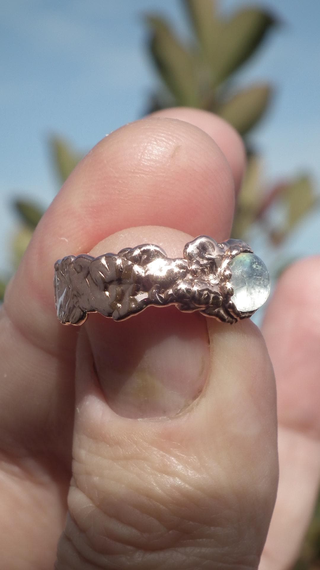 Moonstone ring // Electroformed copper