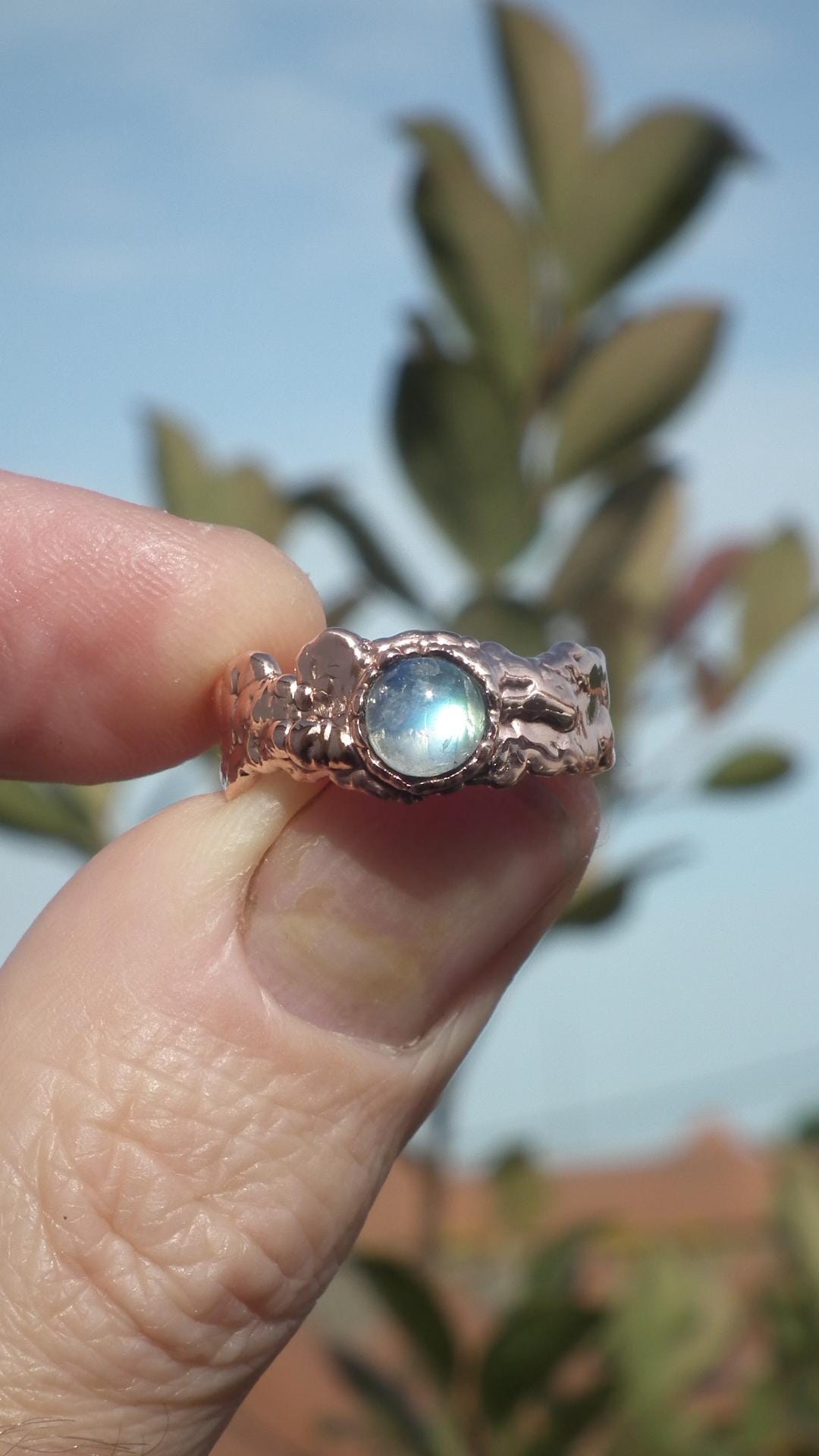 Moonstone ring // Electroformed copper