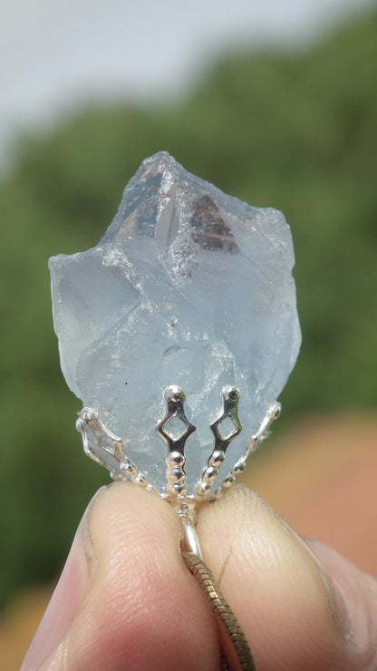 Celestite necklace / Celestite crystal / Blue celestite