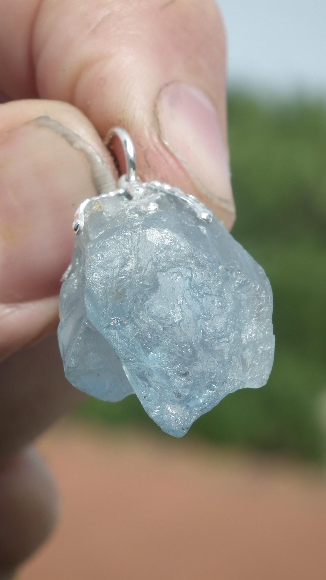 Celestite necklace / Celestite crystal / Blue celestite