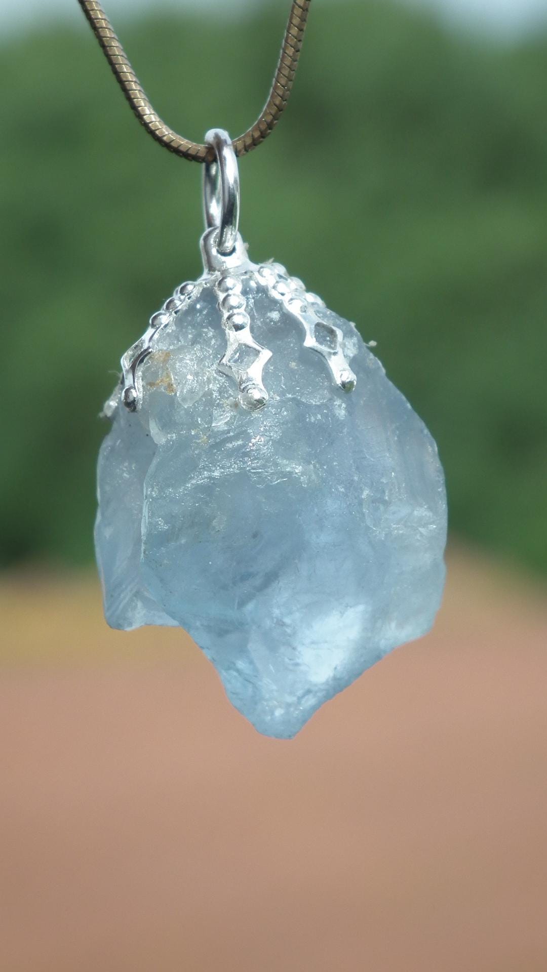 Celestite necklace / Celestite crystal / Blue celestite