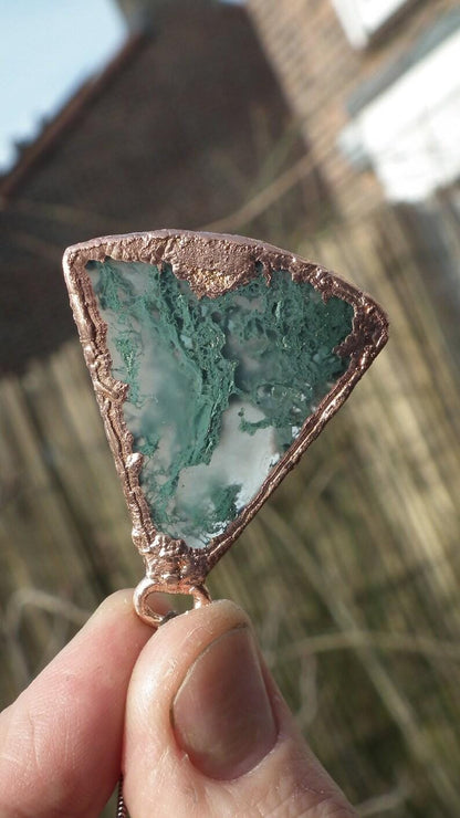 Copper formed Mossagate pendant