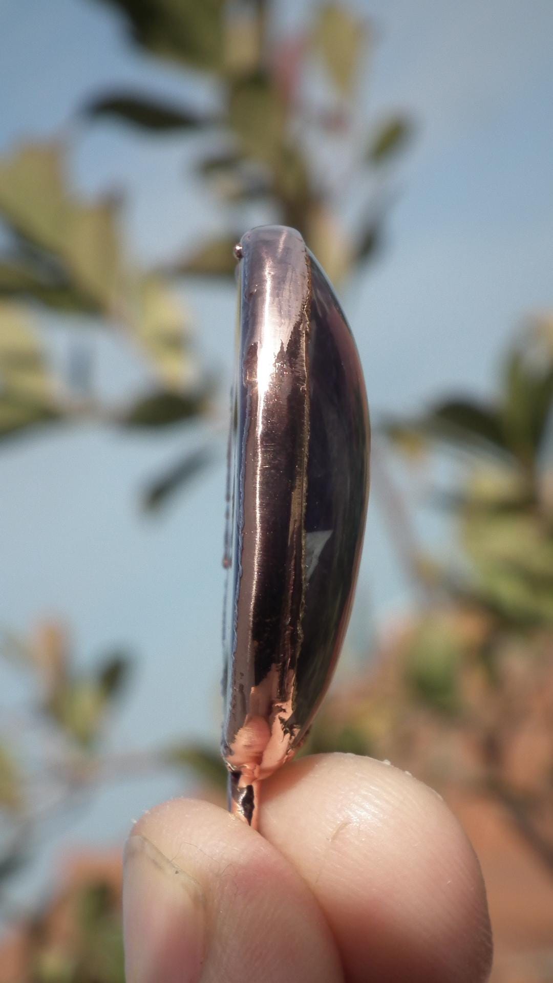 Electroformed copper Chevron "dogtheet" Amethyst pendant