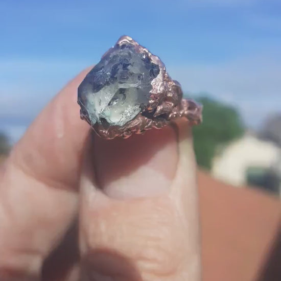 Electroformed  Copper Herkimer diamond ring