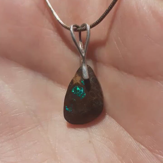 Boulder opal pendant with sterling silver bail