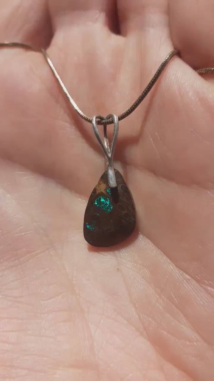 Boulder opal pendant with sterling silver bail