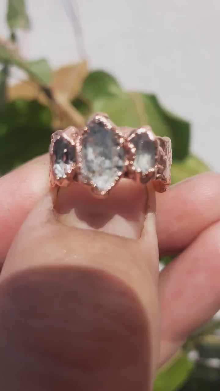 Electroformed  Copper Herkimer diamond ring