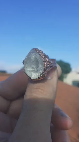 Herkimer diamond ring / Electroformed Copper