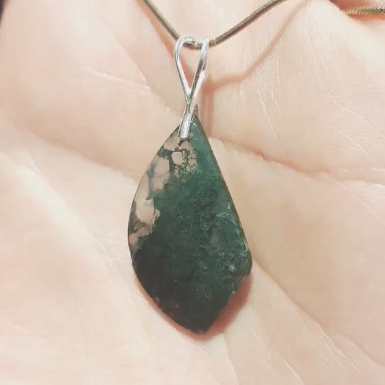 moss agate necklace with sterling silver bail