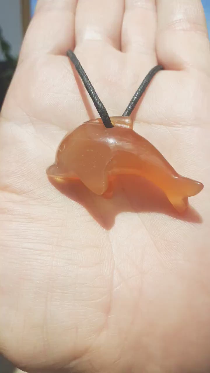 Carnelian dolphin necklace