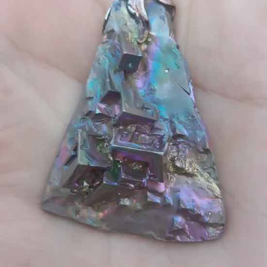 Bismuth pendant with silverplated bail, bismuth crystal