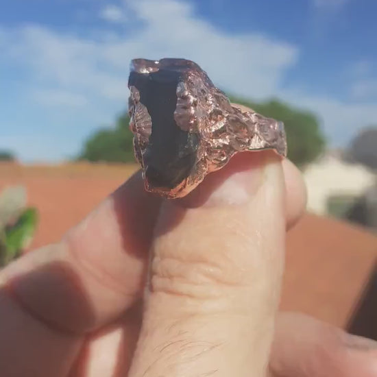 Black tourmaline ring / Electroformed copper