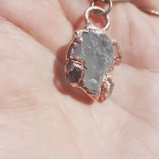 Celestite necklace with Herkimer diamond