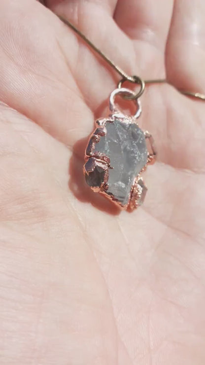 Celestite necklace with Herkimer diamond