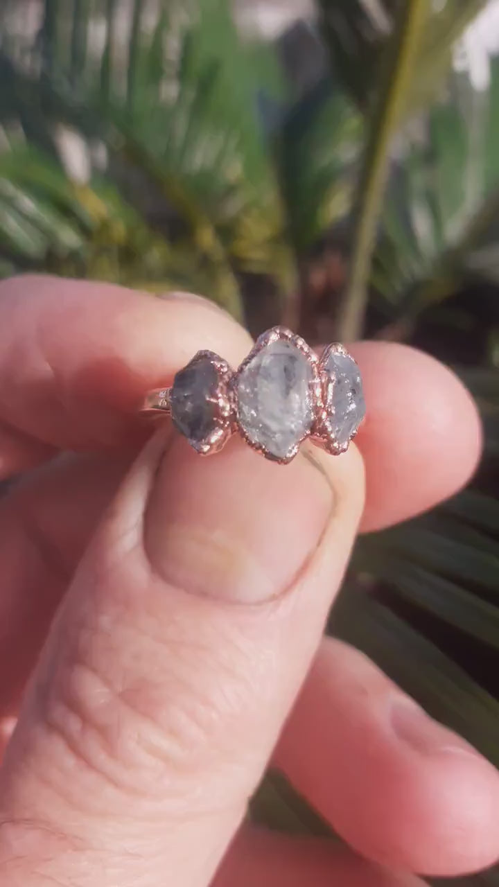 Herkimer diamond ring / herkimer ring / Electroformed  Copper