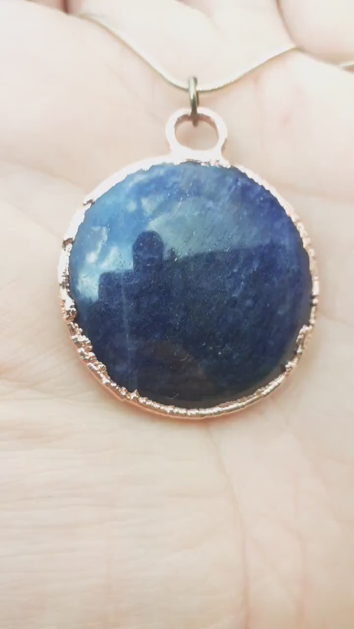 Blue aventurine necklace / aventurine crystal necklace / Electroformed copper