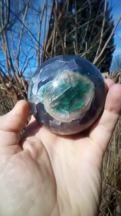 83mm Rainbow Fluorite Sphere 2.18LB