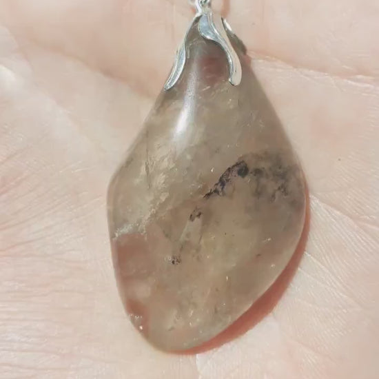 Smokey quartz necklace with silver plated bail