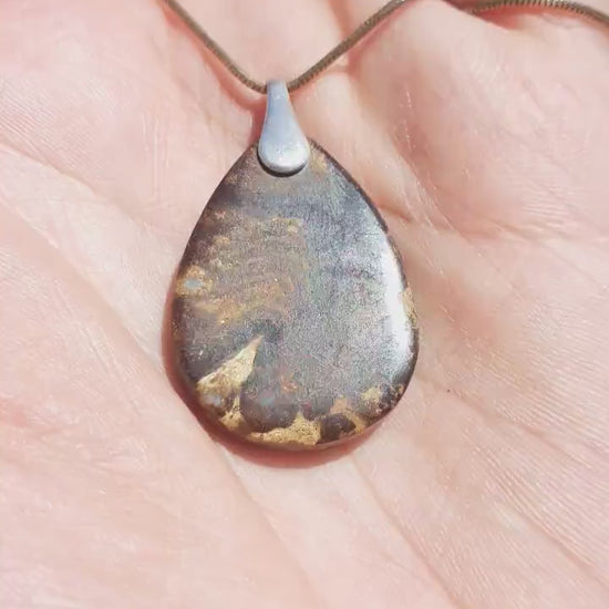 Boulder opal pendant with sterling silver bail // Opal necklace