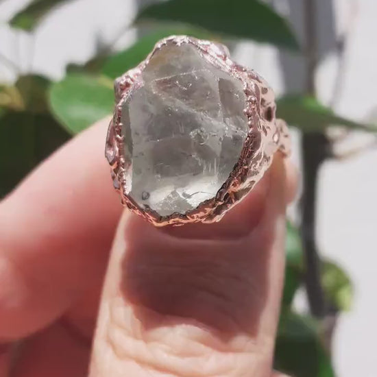 Electroformed  Copper Herkimer diamond ring