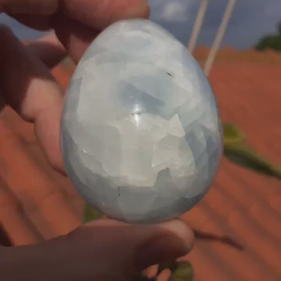 blue calcite egg // crystal egg