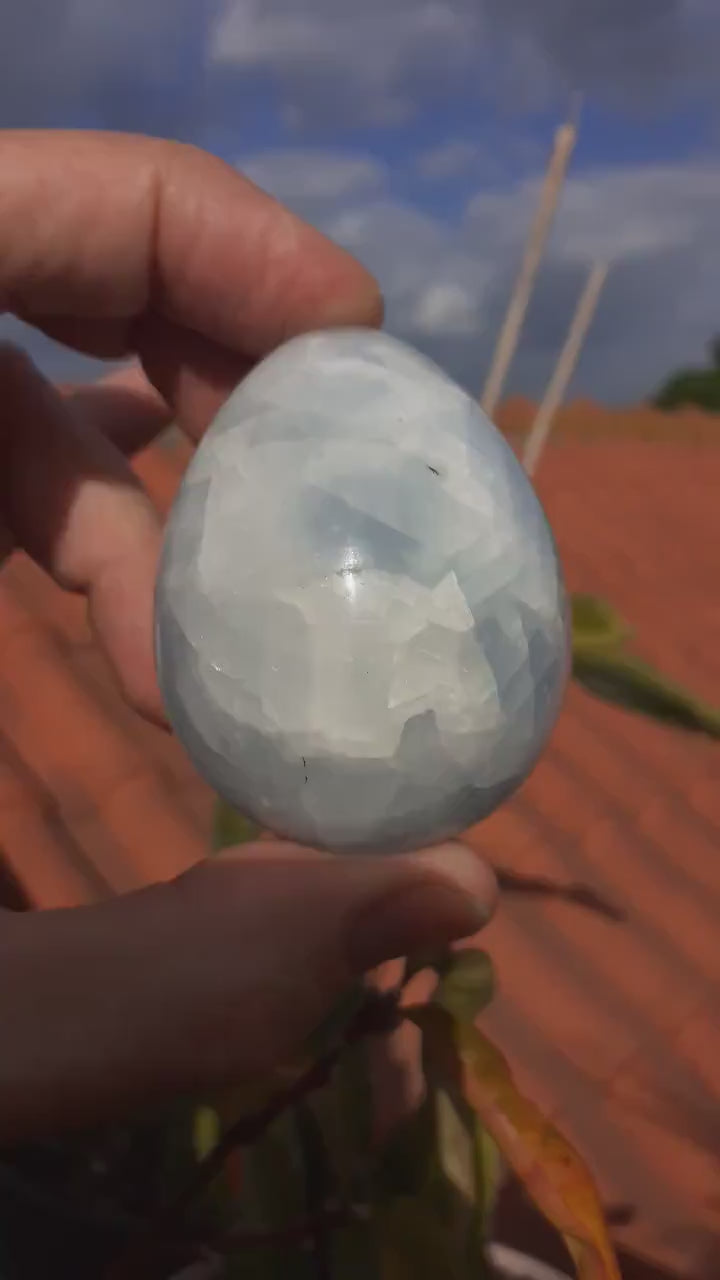 blue calcite egg // crystal egg