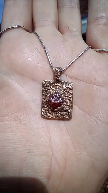 Handmade bronze Hessonite pendant