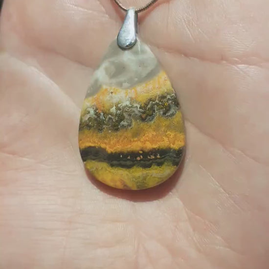 Bumblebee jasper pendant with sterling silver bail