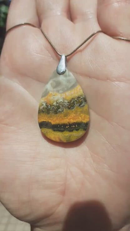 Bumblebee jasper pendant with sterling silver bail