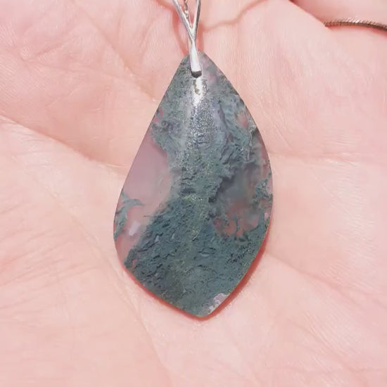 moss agate necklace with sterling silver bail