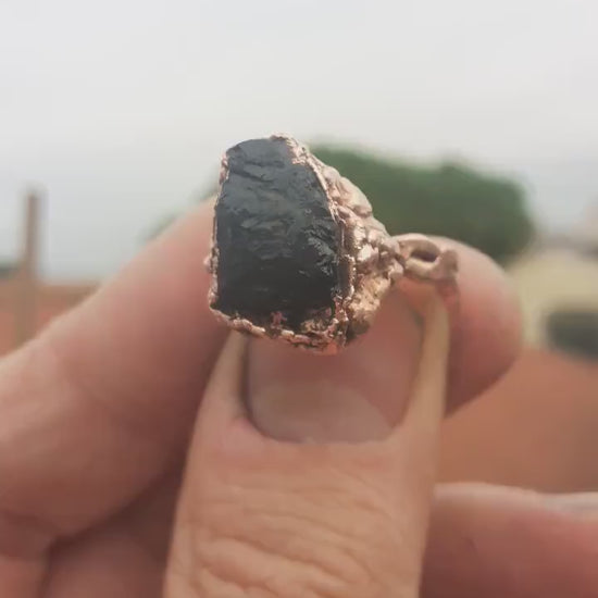 Black tourmaline ring / Copper ring