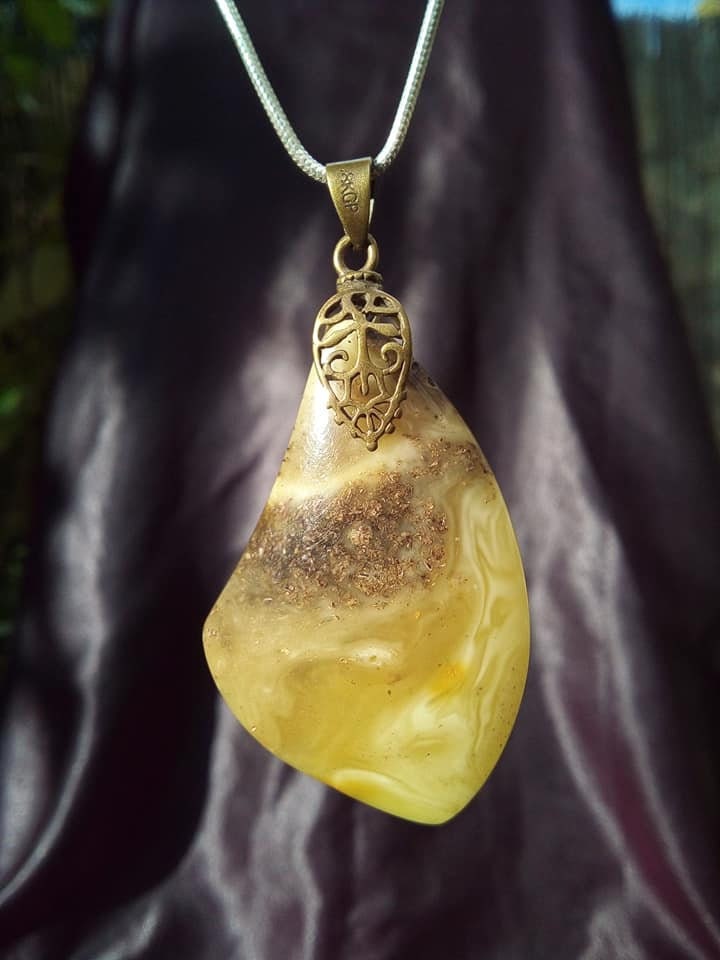 Baltic amber pendant with bronze bail