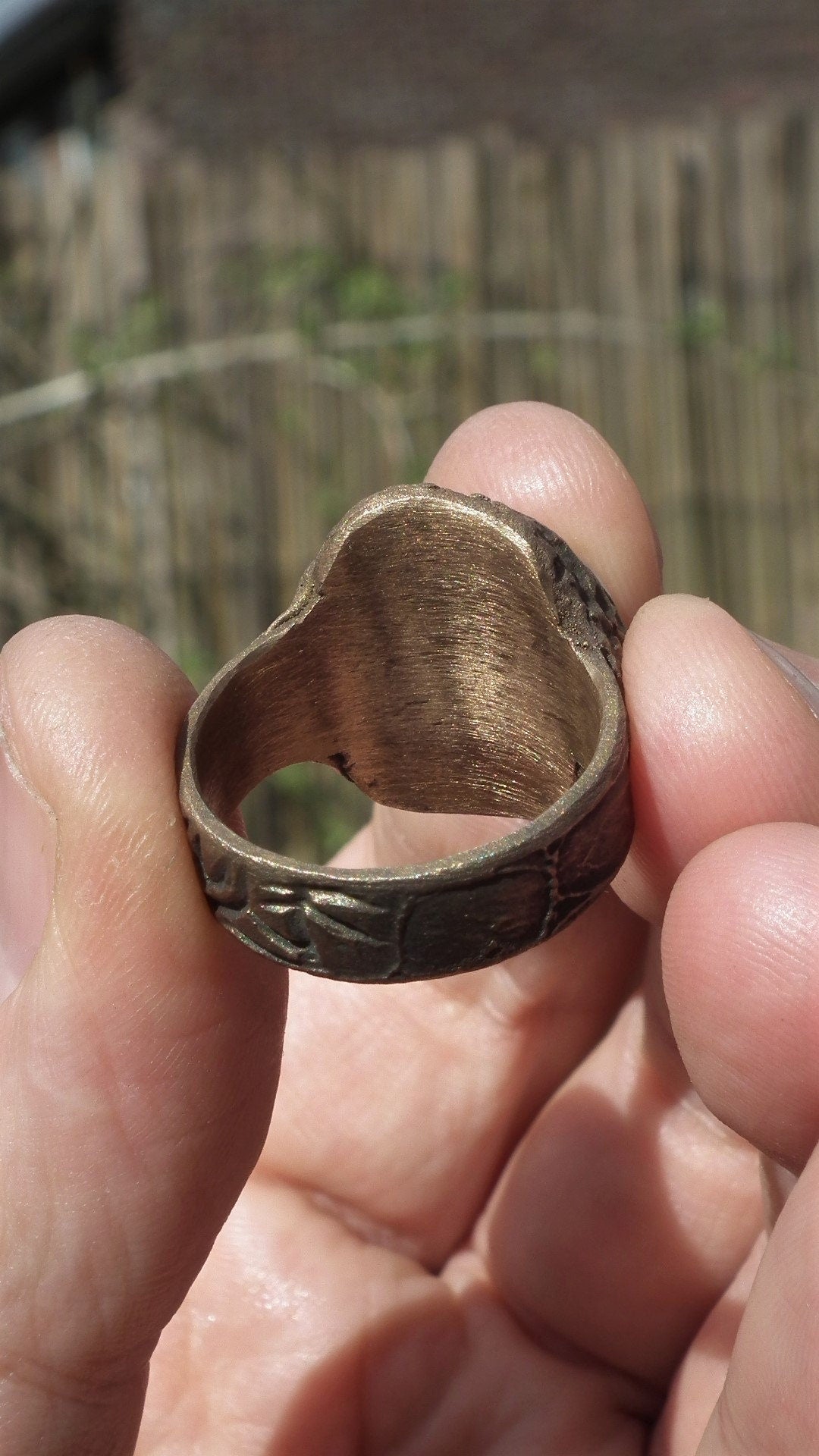 Handmade bronze Celestite ring