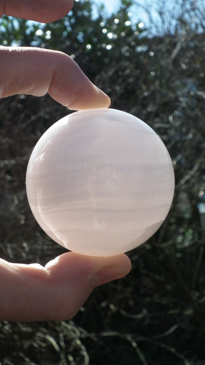 Pink mangano calcite sphere / 63mm