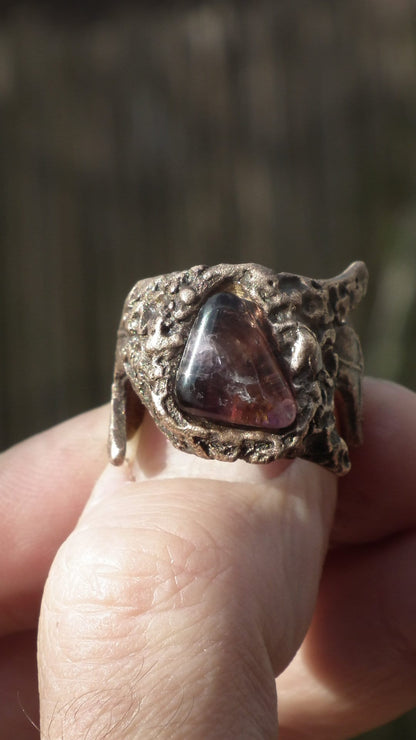 Bronze super 7 ring / Amethyst cacoxenite