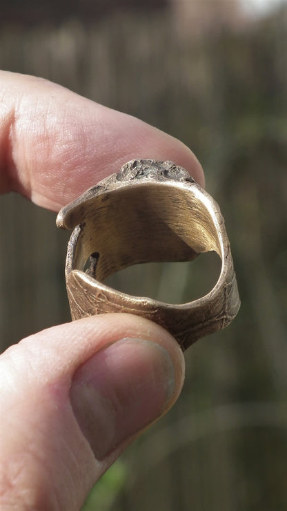 Bronze super 7 ring / Amethyst cacoxenite