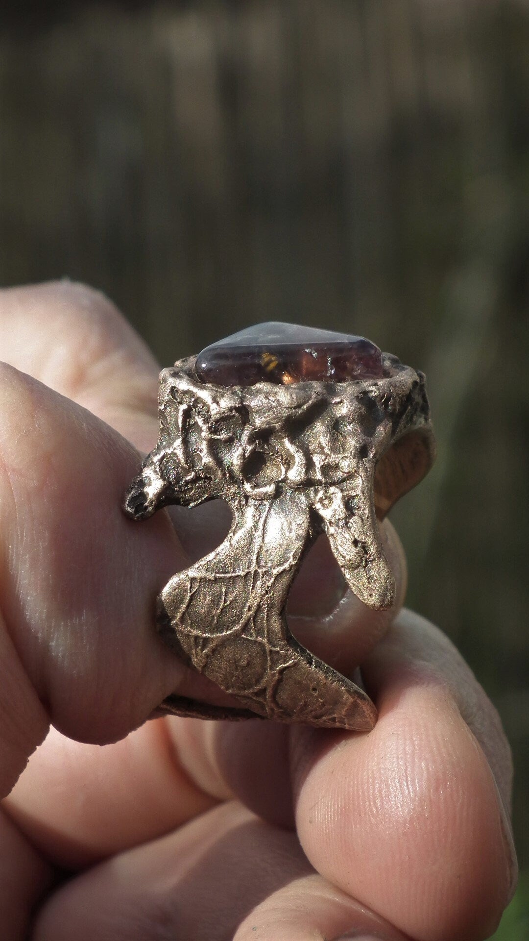 Bronze super 7 ring / Amethyst cacoxenite