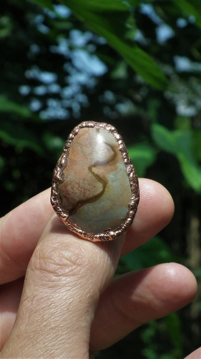 Electroformed copper Polychrome jasper Ring