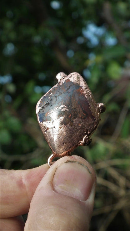 Electroformed copper Koroit opal pendant // Free Copper chain