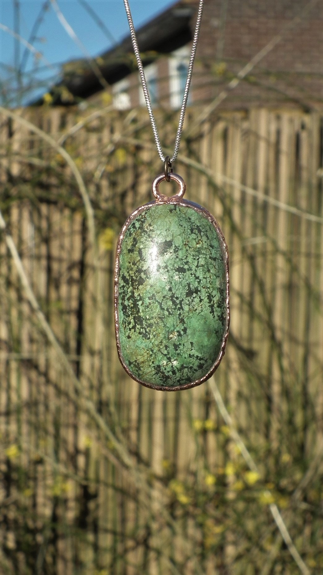 Turquoise necklace // Electroformed Copper // Turquoise jewelry // Free Copper Chain!