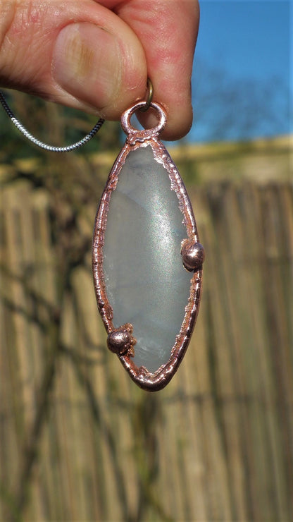 Lavender quartz pendant Electroformed Copper // Free Copper chain