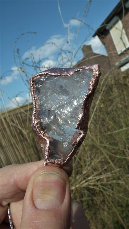 rose quartz necklace / Electroformed copper